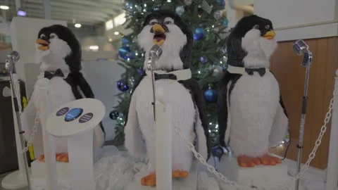 Animatronic penguins Stock Footage 325820884