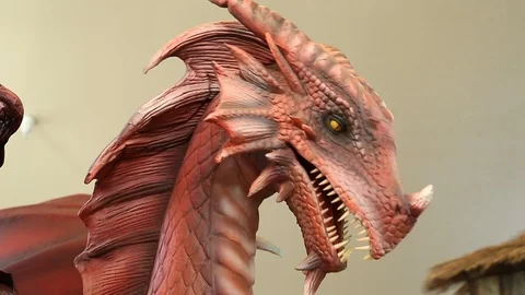 Animatronic Red Dragon at Exhibit Stock Footage 103498991