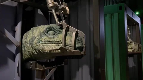 Animatronic Velociraptor Dinosaurs Caged... | Stock Video | Pond5