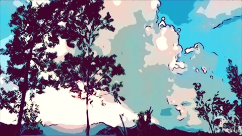 Animats vector illustration landscape with separate layers. Pixel animation C Stock Footage 157299166