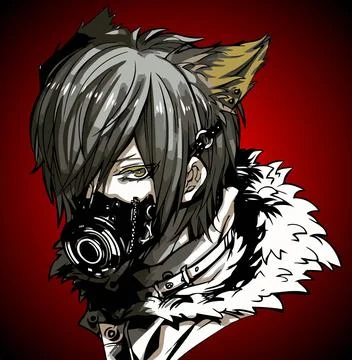 Anime boy wearing a mask vector template Stock Illustration