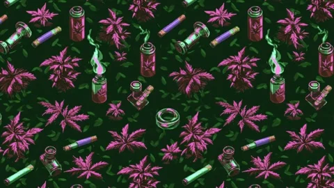 Anime Cannabis Wave – Diagonal motion Video stock 306486050