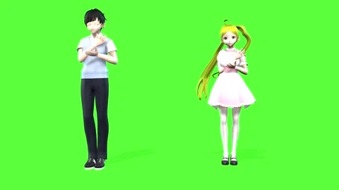 Anime Characters Dancing Full Body Shot 60fps Stock Footage 319534977