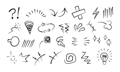 Anime comic emoticon element graphic effects hand drawn doodle vector Stock-Illustration