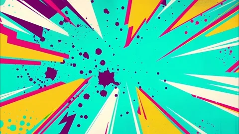 Anime Comic Grunge Loop Hand-Drawn Dynamic Burst Background Stock Footage 315212004