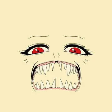 Anime Face with Sharp Teeth 스톡 일러스트