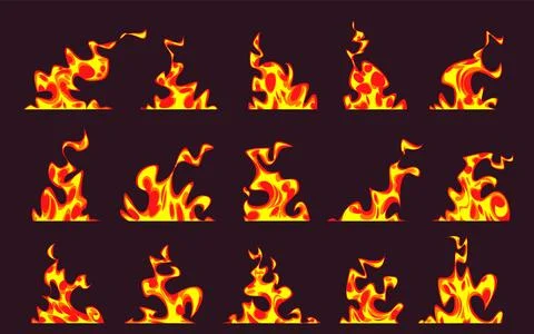 Anime fire background set Stock Illustration