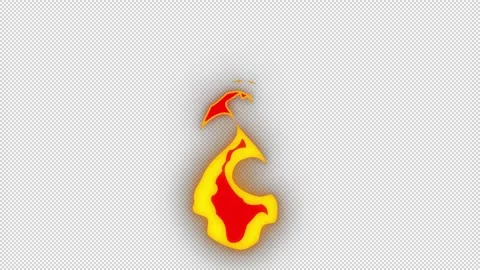 Anime fire red and yellow color with alpha channel, cartoon fire Stock Footage 266418449