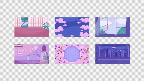 Anime kawaii animated background pack Stock Footage 345050397