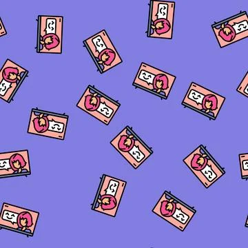 Anime kawaii vector seamless pattern イラスト素材