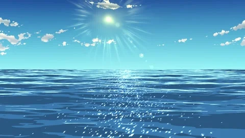 Anime Ocean Animated Background - Seamless Loop 4K Stock Footage 335151364