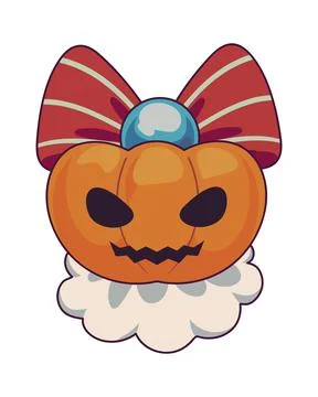 Anime pumpkin with bow Stock Illustration