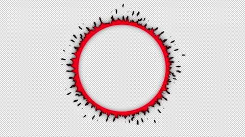 Anime red fire circle with alpha channel, cartoon fire circle Stock Footage 267021993