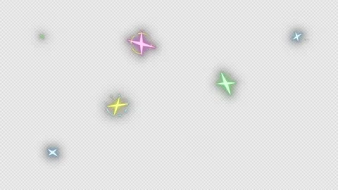 An anime-style 2D effect featuring colorful stars that sparkle like neon lights Stock Footage 341546979