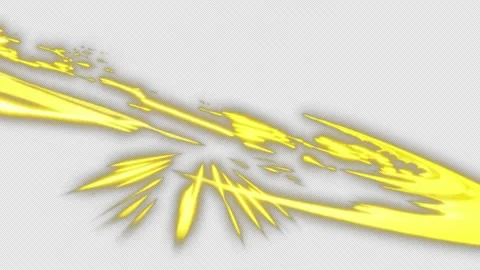 Anime-style attack effect featuring a yellow lightning-attribute slash Video stock 341737141