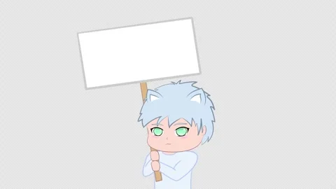 Anime Style Character Holding Blank Sign Animation, Alpha Channel, 4K Stock Footage 339973728
