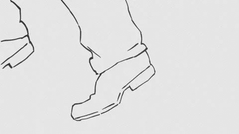 Anime style close-up boots walking back and forth seamless loop animation. Stock Footage 346071261