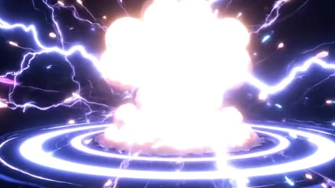 Anime-Style Electric Plasma Sphere Burst with Lightning and Shockwaves Stock Footage 333632355