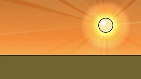 Anime style flat horizon with sun on right Stock Footage 337937317