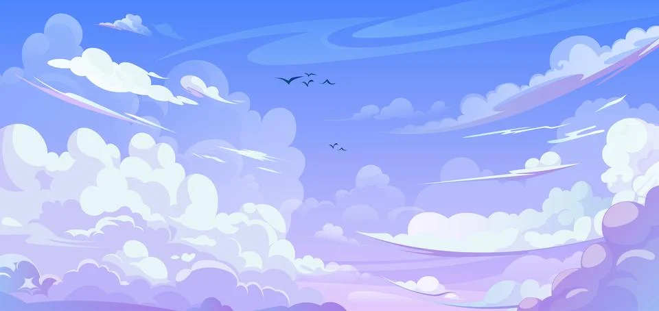 Anime style sky background with clouds Stock Illustration
