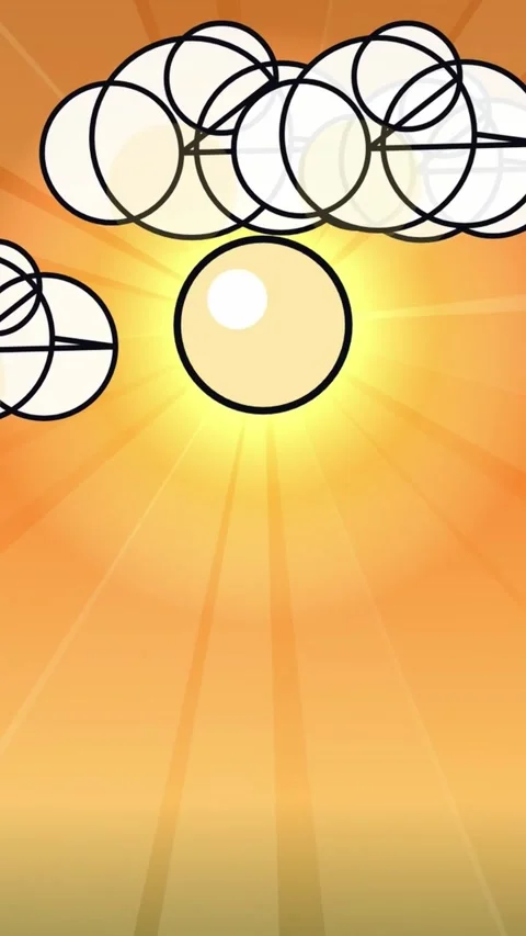 Anime style sun and clouds floating in center, vertical format Stock Footage 337937610