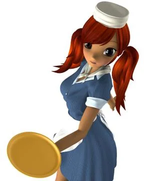 Anime waitress Stock Illustration