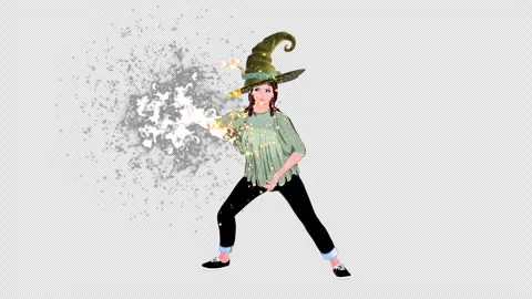 Anime Witch Throwing Fireball Stock Footage 346615790