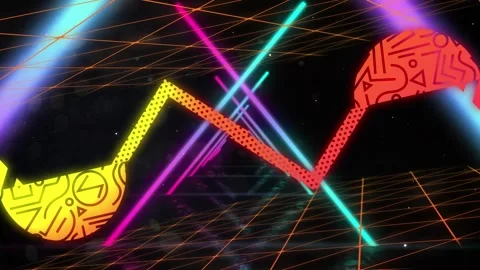 Animtion of abstract and neon triangular shapes in seamless pattern against Stock Footage 330105931