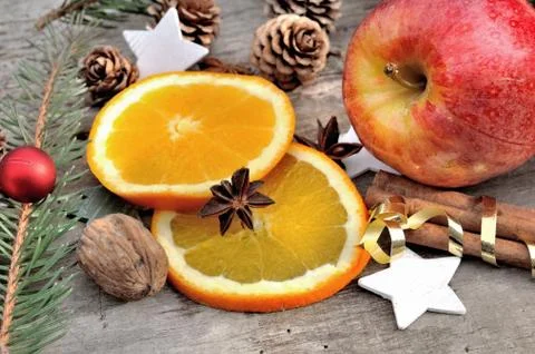 Anis on a orange slice Stock Photos