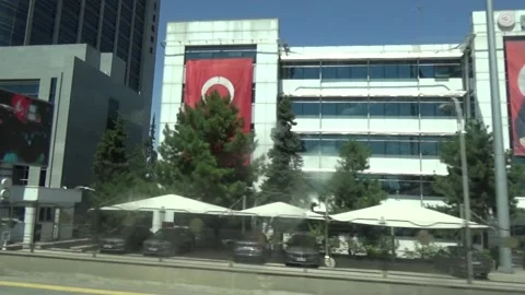 Ankara from the bus window, mosque, buildings, street,  Turkey Видео 157874146