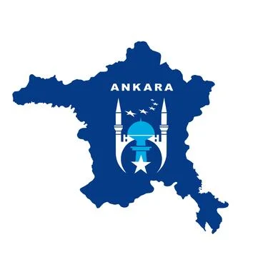 Ankara city map flag vector silhouette illustration Stock Illustration