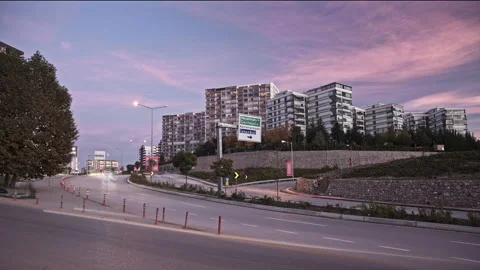 Ankara, TURKEY- 2025, October 26: Evening City Traffic with Light Trails Stock Footage 319964892