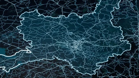 Ankara Turkey Glowing Digital Map Animation 4K Video stock 337267389
