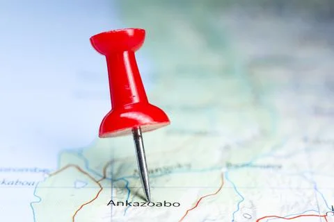 Ankazoabo, Madagascar pin on map Stock Photos