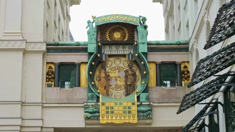 Anker clock, Ankeruhr, famous astronomical clock in Vienna, Austria built by Stock Footage 200442002