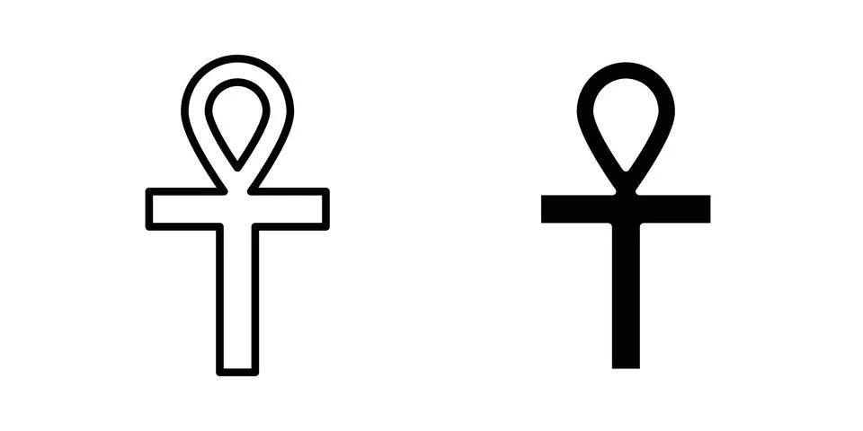 Ankh icon linear versions pack on white background Stock Illustration