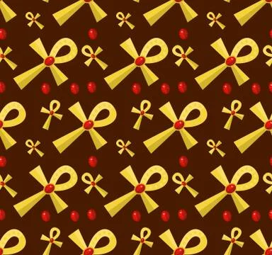 Ankh seamless pattern, endless background, ancient gold religious symbol Stock Illustration