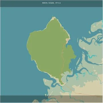 Ankify Island, Madagascar, cropped to square. Topo Humanitarian Stock Illustration