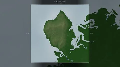 Ankify Island, Madagascar, highlighted and labelled. Physical Stock Illustration