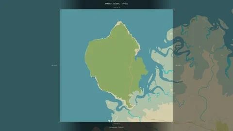 Ankify Island, Madagascar, highlighted and labelled. Topo Humanitarian Stock Illustration
