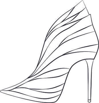 ANKLE BOOT (black and white shoe with decorative print) Stock Illustration