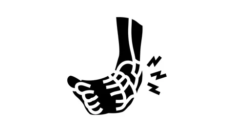 Ankle sprain during workout glyph icon animation Stock Footage 326139173