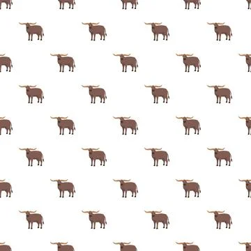 Ankole watusi cattle seamless pattern for textiles Stock Illustration