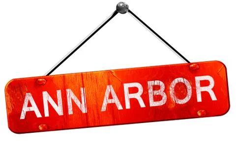 Ann arbor, 3D rendering, a red hanging sign Illustrazione stock