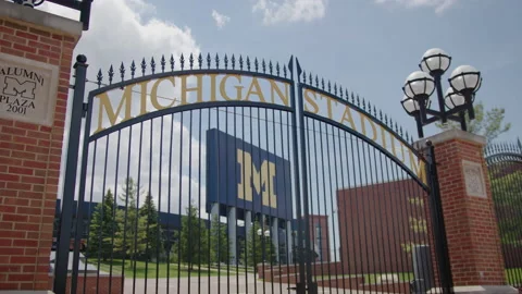 Ann Arbor, MI - May 27, 2022: University of Michigan college football stadium Stock Footage 200858793