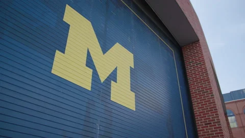 Ann Arbor, MI - May 27, 2022: University of Michigan M Stock Footage 200859450