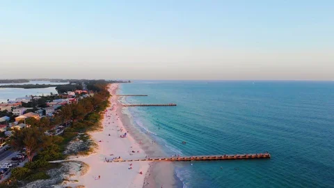 Anna Maria Island Beach | Blue Waters | Cinematic | 4k | Drone Stock Footage