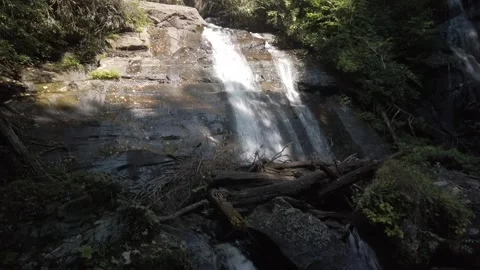 Anna Ruby Falls Georgia. Waterfalls deep in woods with bright sun, shade Stock Footage 252774089