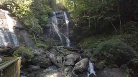 Anna Ruby Falls Georgia. Waterfalls deep in woods with green trees, Stock Footage 252774834