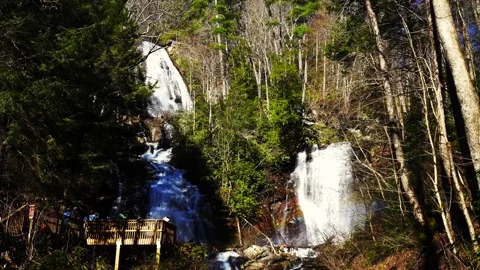 Anna Ruby Falls in Unicoi state park in Helen, GA Stock Footage 296897728
